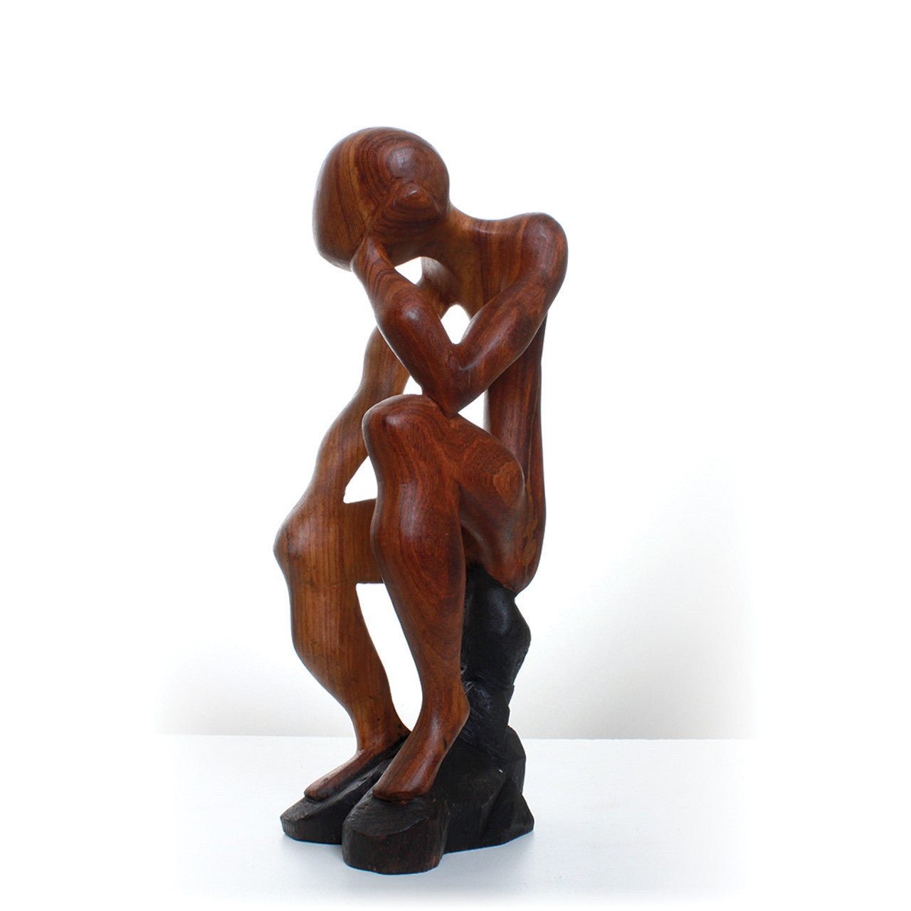 Thinker Statue On Stool - Brown 10-12"